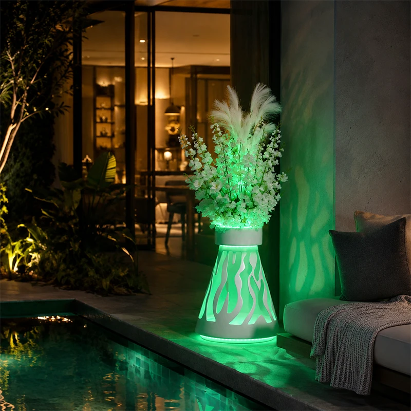 Spaces-That-Come-Alive-After-Dark Bespoke Illuminated Fibreglass Vases